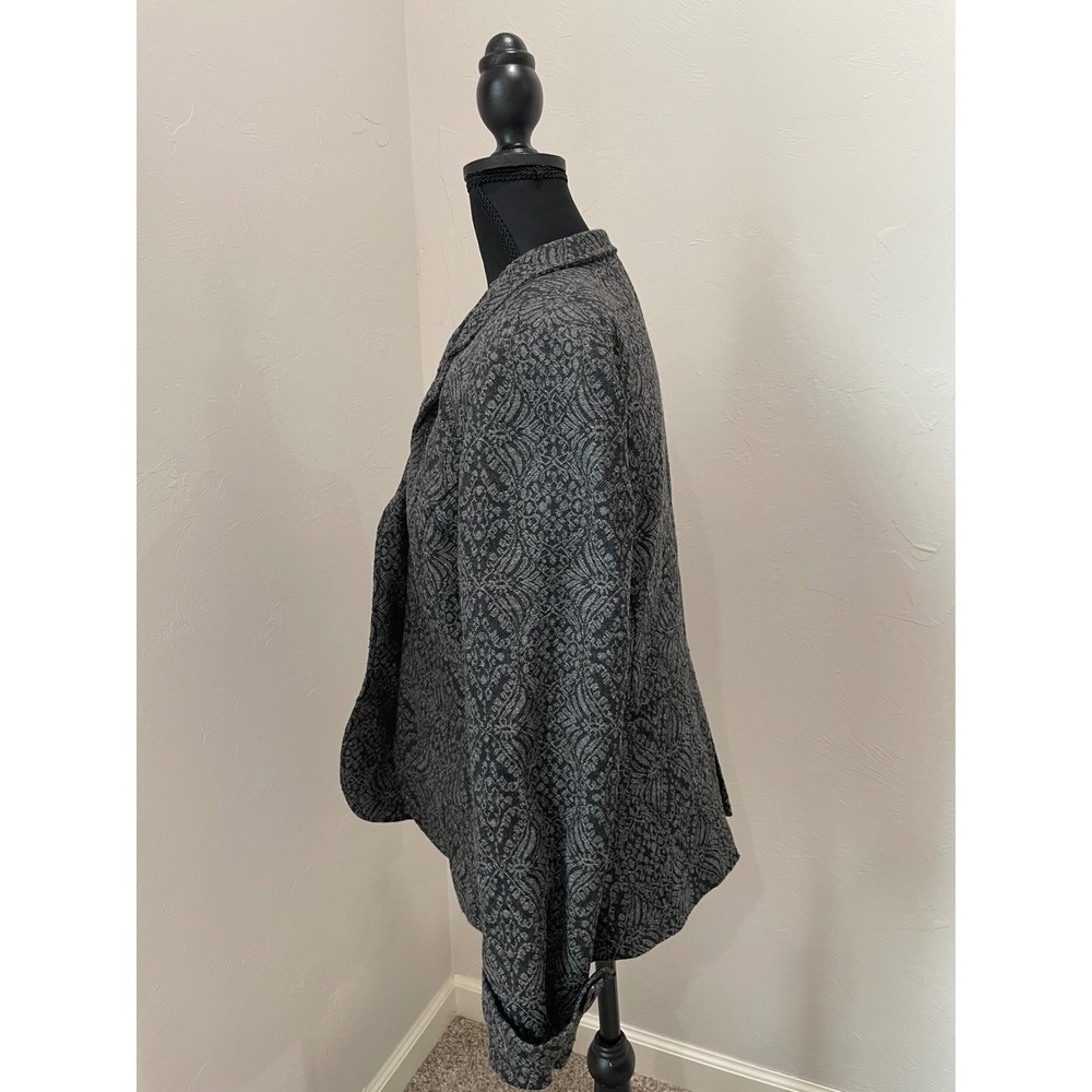 Coldwater Creek Grey Black Jacquard Wool Blend Blazer Jacket Size 8 Office Wear - Picture 3 of 7